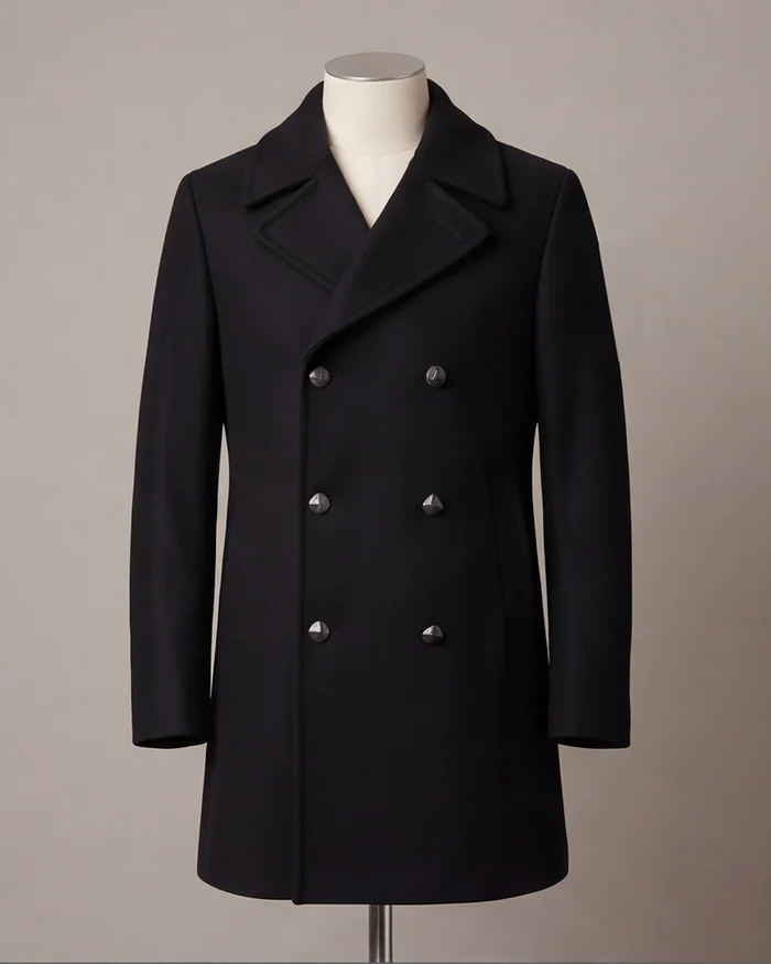 The Pea Coat: front, buttoned