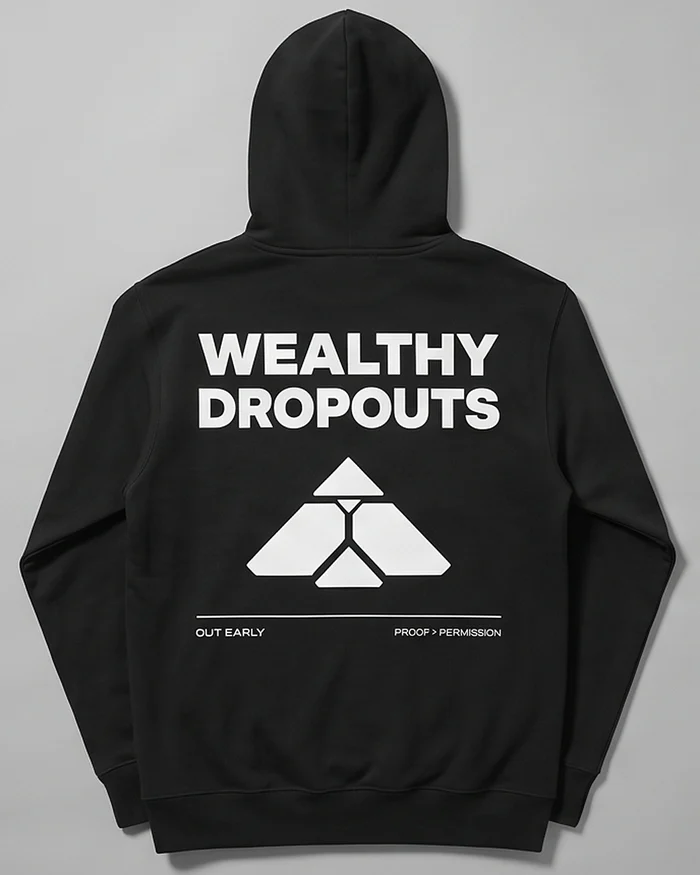 The Audit: the back print, WEALTHY DROPOUTS over the mark